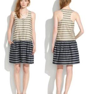 Madewell Vintage style White and Blue two tone sleeveless dress